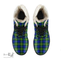 ScotsTee Shop Scottish Maitland Clan Faux Fur Tartan Leather Boots