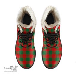 ScotsTee Shop Scottish Moncrieffe Clan Faux Fur Tartan Leather Boots
