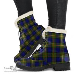 ScotsTee Shop Scottish More Muir Clan Faux Fur Tartan Leather Boots