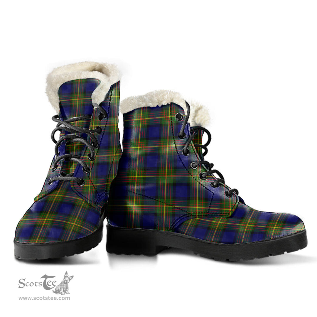 ScotsTee Shop Scottish More Muir Clan Faux Fur Tartan Leather Boots