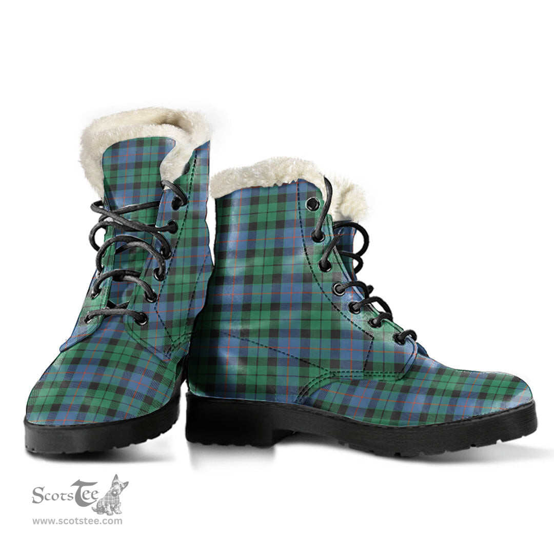 ScotsTee Shop Scottish Morrison Ancient Clan Faux Fur Tartan Leather Boots