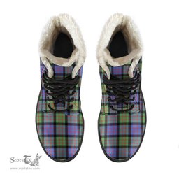 ScotsTee Shop Scottish MacDonald Ancient Clan Faux Fur Tartan Leather Boots