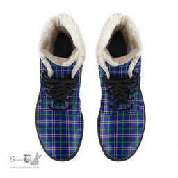 ScotsTee Shop Scottish Weir Modern Clan Faux Fur Tartan Leather Boots