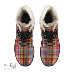 ScotsTee Shop Scottish Ogilvie of Airlie Ancient Clan Crest Faux Fur Tartan Leather Boots