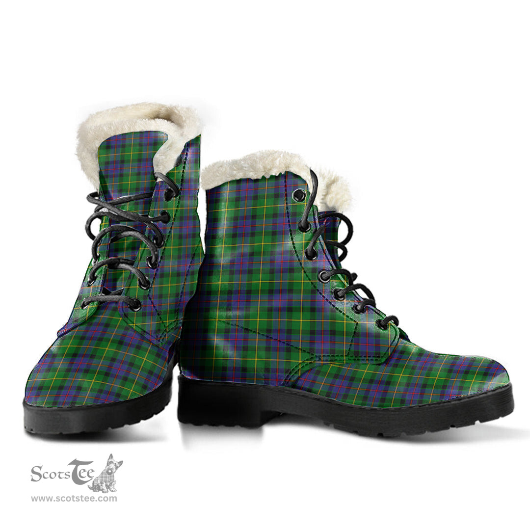 ScotsTee Shop Scottish Tait Modern Clan Faux Fur Tartan Leather Boots