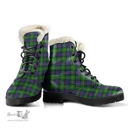 ScotsTee Shop Scottish Tait Modern Clan Faux Fur Tartan Leather Boots