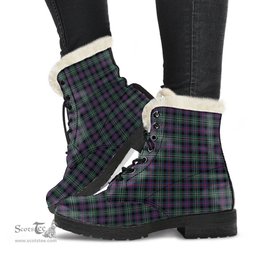 ScotsTee Shop Scottish Rose Hunting Modern Clan Faux Fur Tartan Leather Boots