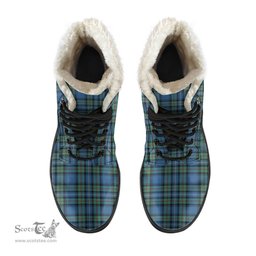 ScotsTee Shop Scottish Robertson Hunting Ancient Clan Crest Faux Fur Tartan Leather Boots