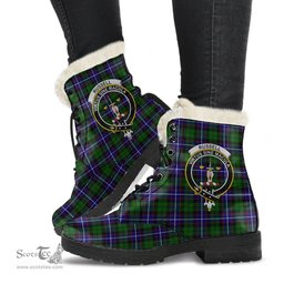 ScotsTee Shop Scottish Russell Modern Clan Crest Faux Fur Tartan Leather Boots