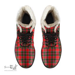 ScotsTee Shop Scottish Spens Modern Clan Crest Faux Fur Tartan Leather Boots