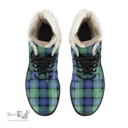 ScotsTee Shop Scottish Sutherland Old Ancient Clan Faux Fur Tartan Leather Boots