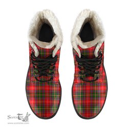 ScotsTee Shop Scottish Somerville Modern Clan Crest Faux Fur Tartan Leather Boots