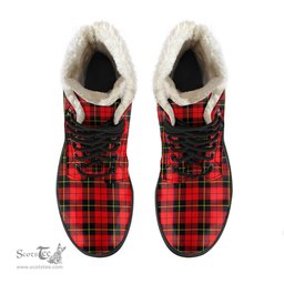 ScotsTee Shop Scottish Wallace Hunting Red Clan Faux Fur Tartan Leather Boots