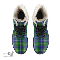 ScotsTee Shop Scottish Turnbull Hunting Clan Faux Fur Tartan Leather Boots