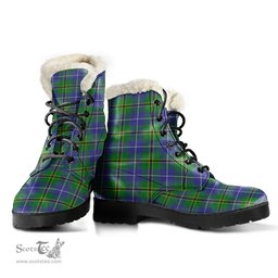 ScotsTee Shop Scottish Turnbull Hunting Clan Faux Fur Tartan Leather Boots