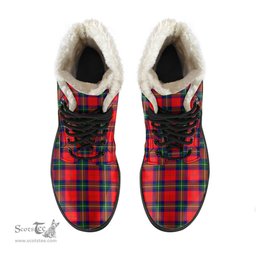 ScotsTee Shop Scottish Ruthven Modern Clan Faux Fur Tartan Leather Boots