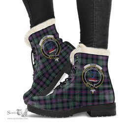 ScotsTee Shop Scottish Rose Hunting Modern Clan Crest Faux Fur Tartan Leather Boots