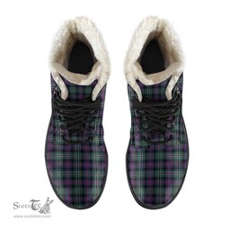 ScotsTee Shop Scottish Rose Hunting Modern Clan Crest Faux Fur Tartan Leather Boots