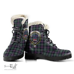 ScotsTee Shop Scottish Rose Hunting Modern Clan Crest Faux Fur Tartan Leather Boots