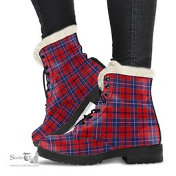 ScotsTee Shop Scottish Wishart Dress Clan Faux Fur Tartan Leather Boots