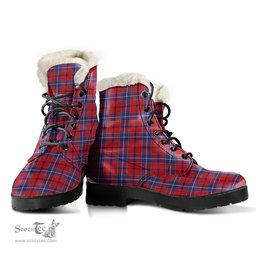 ScotsTee Shop Scottish Wishart Dress Clan Faux Fur Tartan Leather Boots