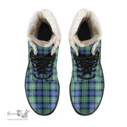 ScotsTee Shop Scottish Sutherland Old Ancient Clan Crest Faux Fur Tartan Leather Boots