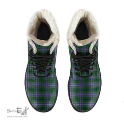 ScotsTee Shop Scottish Wishart Hunting Modern Clan Faux Fur Tartan Leather Boots