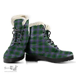 ScotsTee Shop Scottish Wishart Hunting Modern Clan Faux Fur Tartan Leather Boots