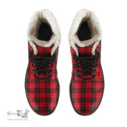 ScotsTee Shop Scottish Wallace Weathered Clan Crest Faux Fur Tartan Leather Boots