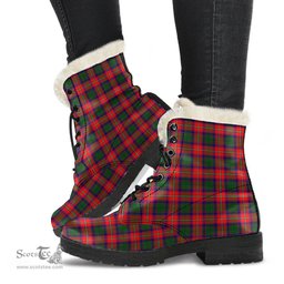 ScotsTee Shop Scottish Roxburgh District Clan Faux Fur Tartan Leather Boots