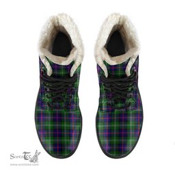 ScotsTee Shop Scottish Sutherland Modern Clan Faux Fur Tartan Leather Boots