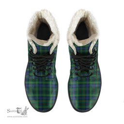 ScotsTee Shop Scottish Stewart Hunting Modern Clan Faux Fur Tartan Leather Boots