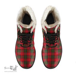 ScotsTee Shop Scottish Stewart of Appin Modern Clan Faux Fur Tartan Leather Boots