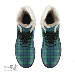 ScotsTee Shop Scottish Shaw Ancient Clan Faux Fur Tartan Leather Boots