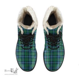 ScotsTee Shop Scottish Urquhart Ancient Clan Faux Fur Tartan Leather Boots