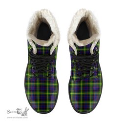 ScotsTee Shop Scottish Watson Modern Clan Crest Faux Fur Tartan Leather Boots