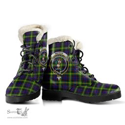 ScotsTee Shop Scottish Watson Modern Clan Crest Faux Fur Tartan Leather Boots