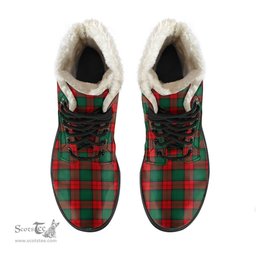 ScotsTee Shop Scottish Stewart Atholl Modern Clan Faux Fur Tartan Leather Boots