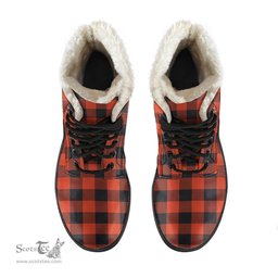 ScotsTee Shop Scottish Rob Roy MacGregor Ancient Clan Faux Fur Tartan Leather Boots