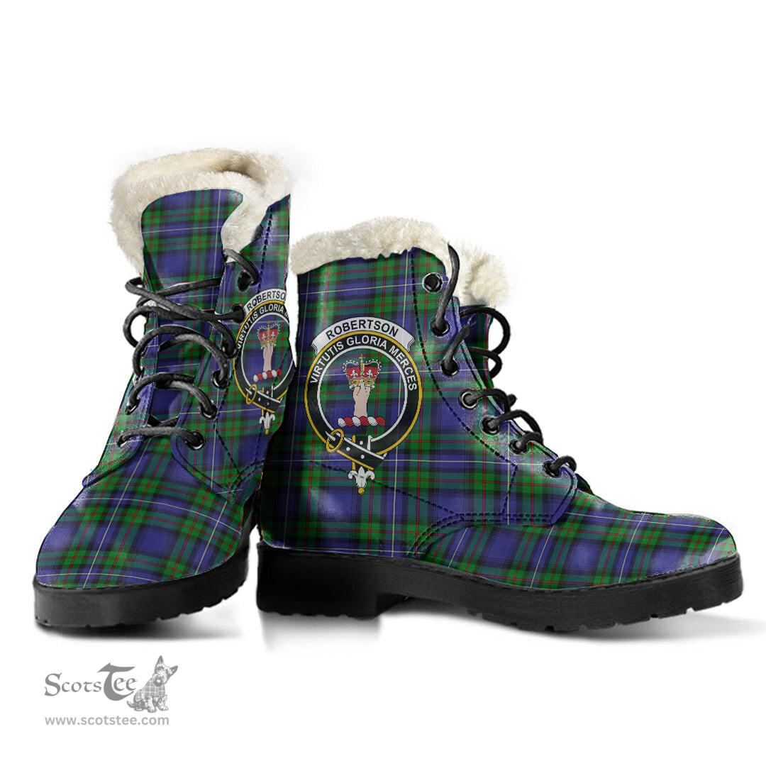 ScotsTee Shop Scottish Robertson Hunting Modern Clan Crest Faux Fur Tartan Leather Boots