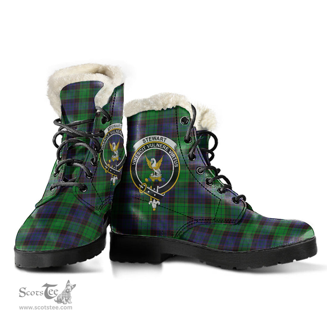 ScotsTee Shop Scottish Stewart Old Modern Clan Crest Faux Fur Tartan Leather Boots