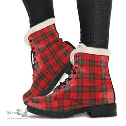 ScotsTee Shop Scottish Seton Modern Clan Faux Fur Tartan Leather Boots