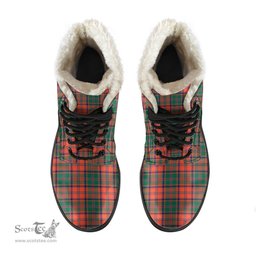 ScotsTee Shop Scottish Stewart of Appin Ancient Clan Faux Fur Tartan Leather Boots
