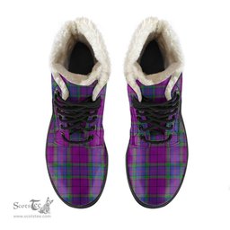 ScotsTee Shop Scottish Wardlaw Modern Clan Faux Fur Tartan Leather Boots
