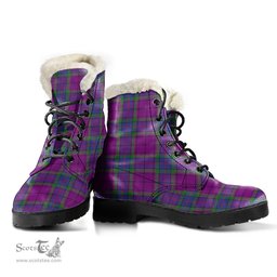 ScotsTee Shop Scottish Wardlaw Modern Clan Faux Fur Tartan Leather Boots