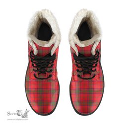 ScotsTee Shop Scottish Ross Modern Clan Crest Faux Fur Tartan Leather Boots