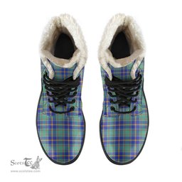 ScotsTee Shop Scottish US Marine Clan Faux Fur Tartan Leather Boots