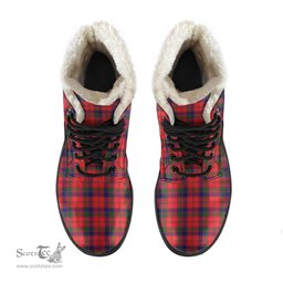 ScotsTee Shop Scottish Robertson Modern Clan Faux Fur Tartan Leather Boots