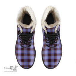 ScotsTee Shop Scottish Rutherford Clan Faux Fur Tartan Leather Boots