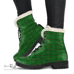 ScotsTee Shop Scottish Tribe of Mar Clan Faux Fur Tartan Leather Boots